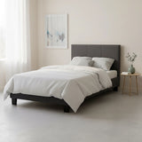 Single Linen Fabric Bed Frame Grey - Side View
