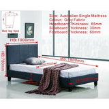Single Linen Fabric Bed Frame Grey - Close-Up Angle