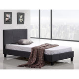 Single Linen Fabric Bed Frame Grey - Front View