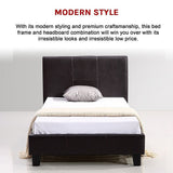 Single PU Leather Bed Frame Brown - Extra Image