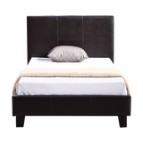 Single PU Leather Bed Frame Brown - Top-Down View