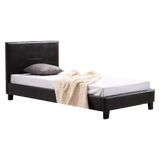 Single PU Leather Bed Frame Brown - Rear View