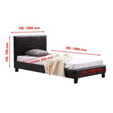 Single PU Leather Bed Frame Brown - Close-Up Angle
