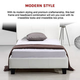 Single PU Leather Bed Frame White - Extra Image