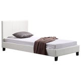 Single PU Leather Bed Frame White - 45-Degree Angle