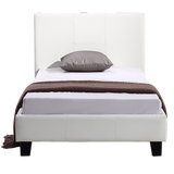 Single PU Leather Bed Frame White - Rear View