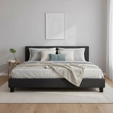 King Linen Fabric Bed Frame Grey - Side View