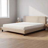 King Linen Fabric Bed Frame Beige - Front View