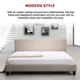 King Linen Fabric Bed Frame Beige - Extra Image