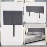 Linen Fabric King Bed Headboard Bedhead - Grey - Close-Up Angle