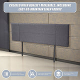 Linen Fabric King Bed Headboard Bedhead - Grey