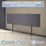 Linen Fabric King Bed Headboard Bedhead - Grey - Low Angle