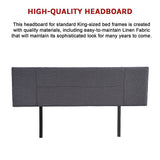Linen Fabric King Bed Headboard Bedhead - Grey
