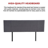 Linen Fabric King Bed Headboard Bedhead - Grey - Extra Image