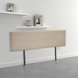 Linen Fabric King Bed Headboard Bedhead - Beige - Top-Down View