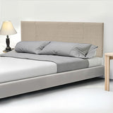 Linen Fabric King Bed Headboard Bedhead - Beige - Rear View
