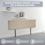 Linen Fabric King Bed Headboard Bedhead - Beige - Low Angle
