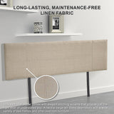 Linen Fabric King Bed Headboard Bedhead - Beige - Rear View