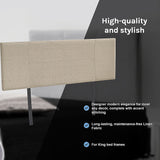 Linen Fabric King Bed Headboard Bedhead - Beige - Close-Up Angle