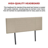 Linen Fabric King Bed Headboard Bedhead - Beige - Extra Image