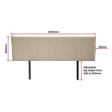 Linen Fabric King Bed Headboard Bedhead - Beige - Extra Image