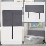 Linen Fabric Queen Bed Headboard Bedhead - Grey - Close-Up Angle