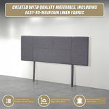 Linen Fabric Queen Bed Headboard Bedhead - Grey