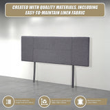 Linen Fabric Queen Bed Headboard Bedhead - Grey - Low Angle