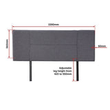 Linen Fabric Queen Bed Headboard Bedhead - Grey - Extra Image
