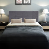 Linen Fabric Double Bed Headboard Bedhead - Grey - Front View