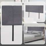 Linen Fabric Double Bed Headboard Bedhead - Grey - Close-Up Angle