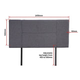 Linen Fabric Double Bed Headboard Bedhead - Grey - Extra Image