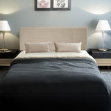 Linen Fabric Double Bed Headboard Bedhead - Beige - Front View