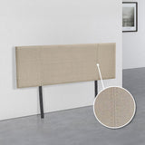 Linen Fabric Double Bed Headboard Bedhead - Beige - Top-Down View