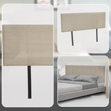 Linen Fabric Double Bed Headboard Bedhead - Beige - Close-Up Angle