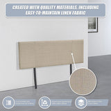 Linen Fabric Double Bed Headboard Bedhead - Beige - Low Angle