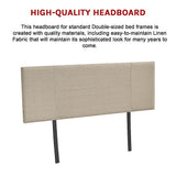 Linen Fabric Double Bed Headboard Bedhead - Beige - Extra Image