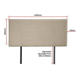 Linen Fabric Double Bed Headboard Bedhead - Beige - Extra Image