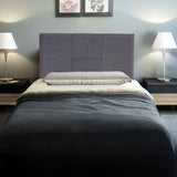 Linen Fabric Single Bed Headboard Bedhead - Grey - Front View