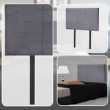 Linen Fabric Single Bed Headboard Bedhead - Grey - Close-Up Angle