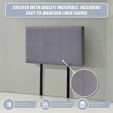 Linen Fabric Single Bed Headboard Bedhead - Grey - Low Angle