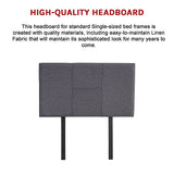 Linen Fabric Single Bed Headboard Bedhead - Grey - Extra Image