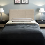 Linen Fabric Single Bed Headboard Bedhead - Beige - Front View