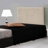 Linen Fabric Single Bed Headboard Bedhead - Beige - Rear View