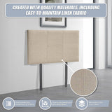 Linen Fabric Single Bed Headboard Bedhead - Beige - Low Angle