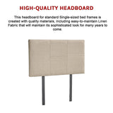 Linen Fabric Single Bed Headboard Bedhead - Beige - Extra Image