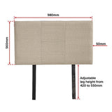 Linen Fabric Single Bed Headboard Bedhead - Beige - Extra Image