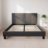 Double Linen Fabric Bed Frame Grey - 45-Degree Angle