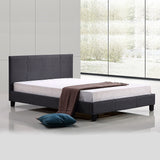 Double Linen Fabric Bed Frame Grey - Front View
