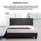 Double Linen Fabric Bed Frame Grey - Rear View
